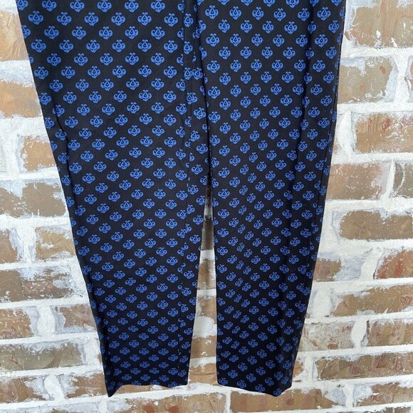 Halogen Dress Pants Taylor Fit Black Royal Blue Print Cropped Women's Size 2P - Picture 3 of 12